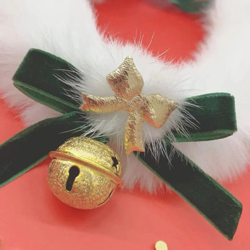 Collar navideño para mascotas, babero con lazo para perros y gatos con campana, bufanda cálida para Navidad y Año Nuevo, lindos accesorios navideños para mascotas - imagen 4