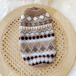 Suéter de invierno cuello alto suave para perros y gatos – Estampado
