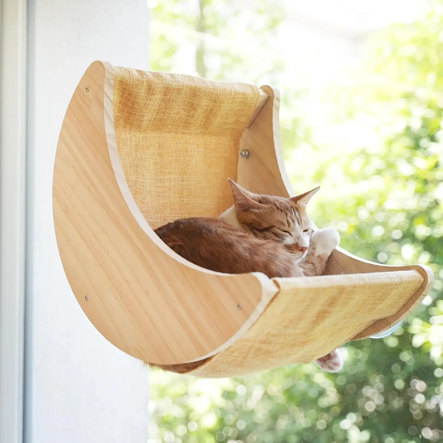 Estantes de escalada para gatos, hamaca para gatos, torre montada en la pared, casa colgante de pared tejida a mano para gatos, macramé, escalones y plataforma desmontables - imagen 2