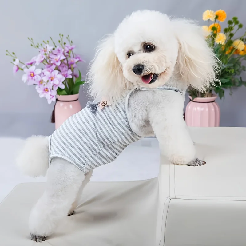 Pantalones cortos ajustables para perros y mujeres, tirantes lavables para mascotas, pantalones fisiológicos, ropa interior a rayas para cachorros, suministros para mascotas para perros pequeños - imagen 3