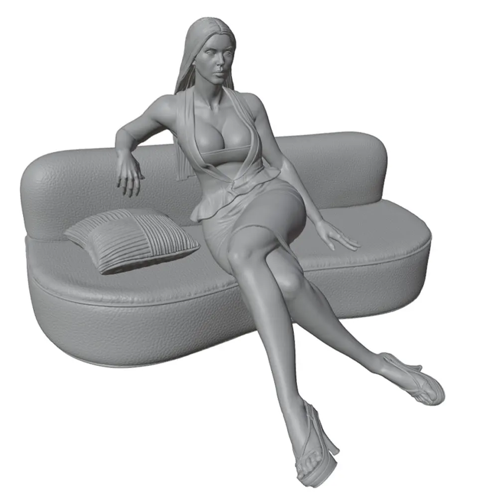 Kit resina gris 3D chica sexy decoración muñeca DIY sin montar - imagen 3