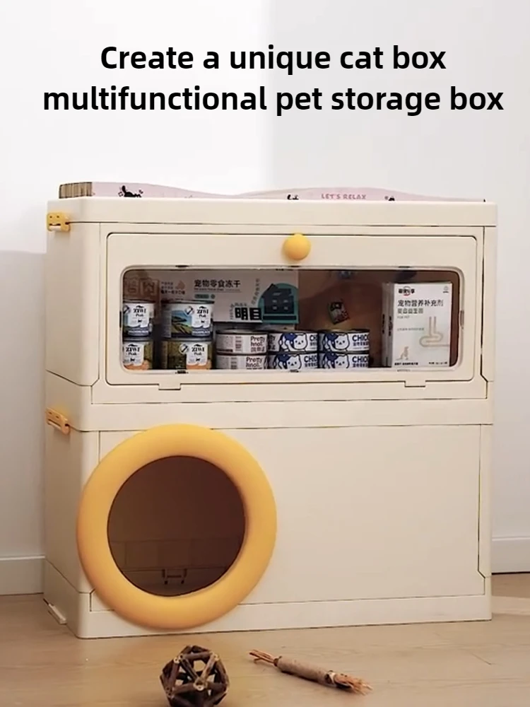 Cama nido para gatos grande, tablero para rascar ocultar, caja nido para gatos, almacenamiento interior, Villa de lujo, suministros multifuncionales grandes para mascotas - imagen 2