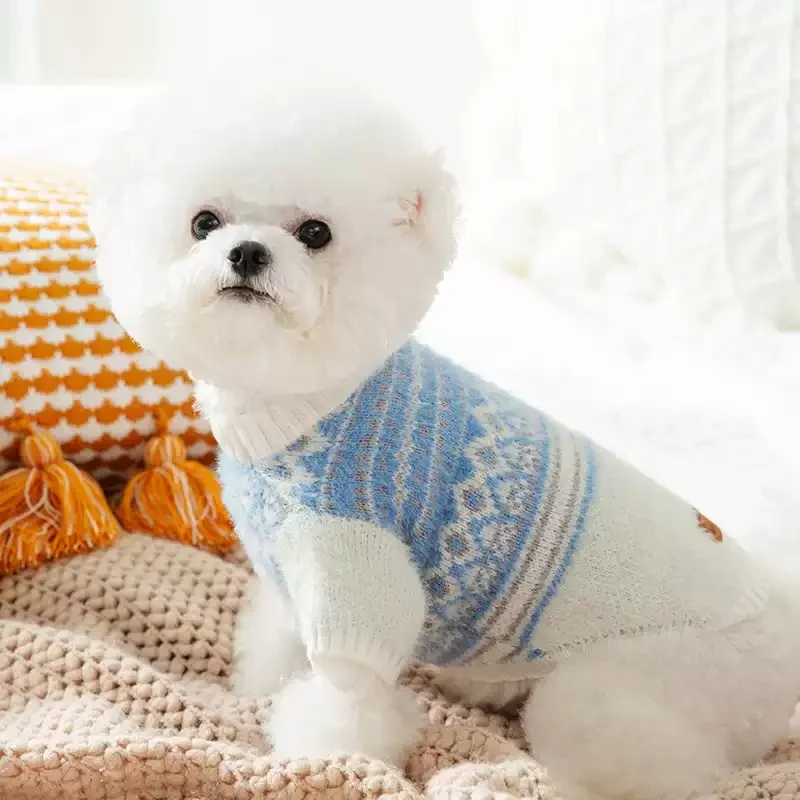 Suéter suave y cálido para perros, ropa tejida para perros, bonito suéter a cuadros con cuello alto para cachorros, suéter para gatos a la moda, jerseys para mascotas, suministros para Chihuahua - imagen 4