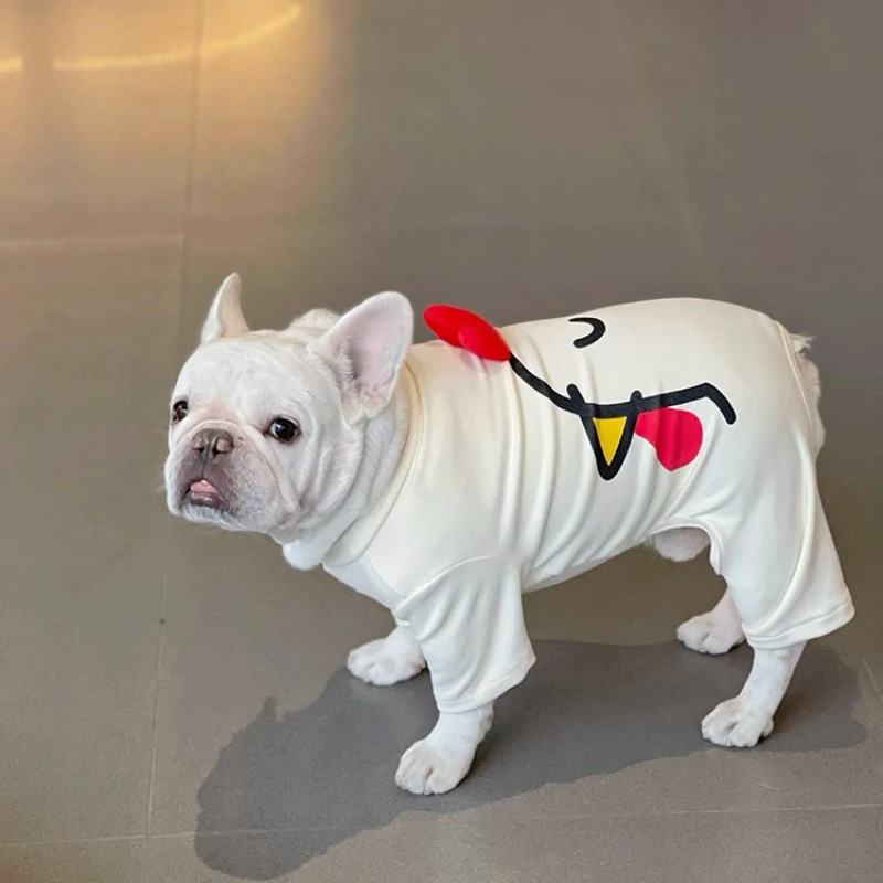 Invierno lindo estampado De dibujos animados De terciopelo cálido mascota traje De cuatro patas mono para perro cachorro Bulldog Francés Schnauzer ropa De algodón para perros - imagen 2