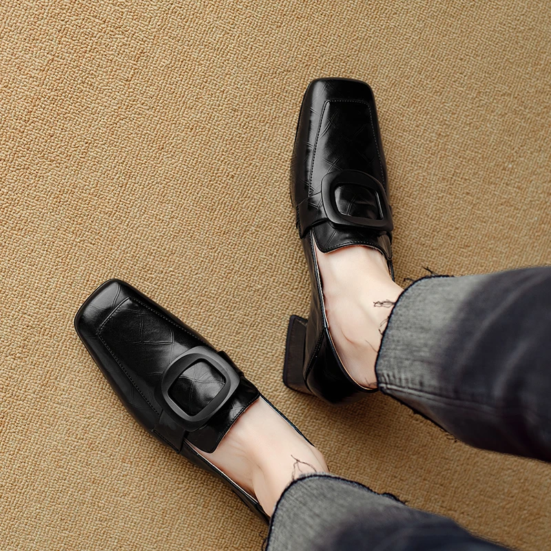 Zapatos de mujer 2025, gran oferta, zapatos de tacón alto Mary Jane para mujer, zapatos de tacón Retro con punta cuadrada para mujer, zapatos de tacón medio para mujer - imagen 2