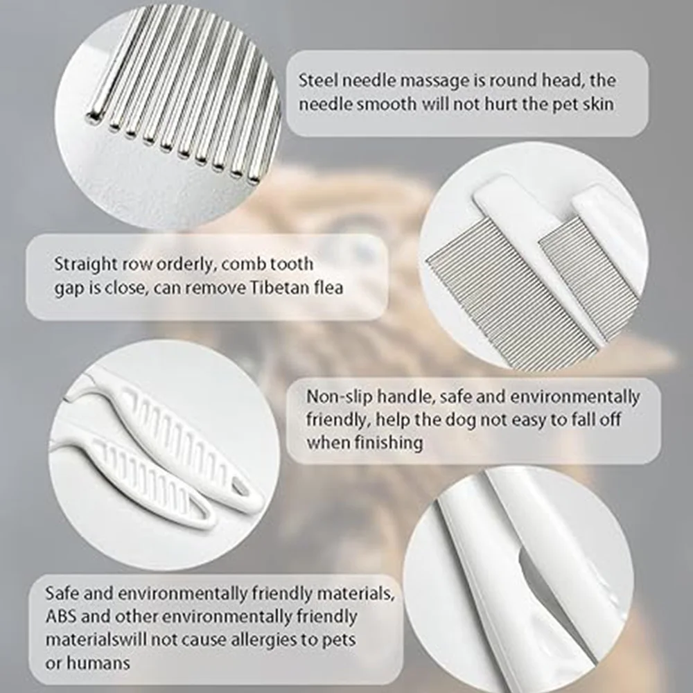 Peine para pulgas para el cuidado de mascotas, peine para el cuidado de mascotas, cepillo para el pelo de gato, peine de masaje para eliminación de pulgas, herramientas de limpieza para el cuidado del pelo de perros, accesorios para mascotas - imagen 5