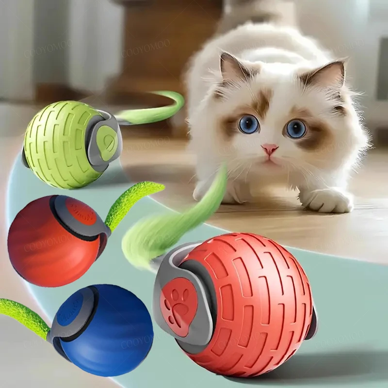 Bola de juguete inteligente para gatos, rompecabezas eléctrico interactivo automático para mascotas, recargable por USB, pelota que rebota en movimiento, regalo de cumpleaños