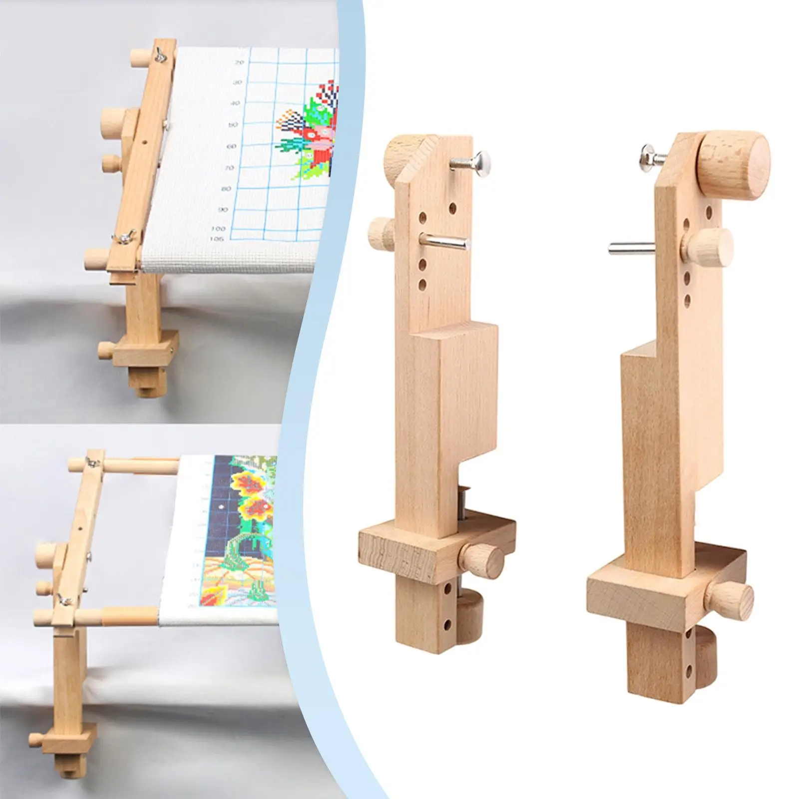 Estante de punto de cruz de escritorio, soporte de aro de bordado, accesorio de costura artesanal, marco de madera resistente para costura casera - imagen 4