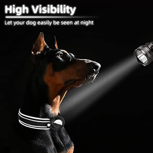 Collar de perro con etiqueta de aire reflectante, Collar de perro acolchado suave con funda cartuchera AirTag, accesorios de seguimiento GPS para perros pequeños, medianos y grandes - imagen 4