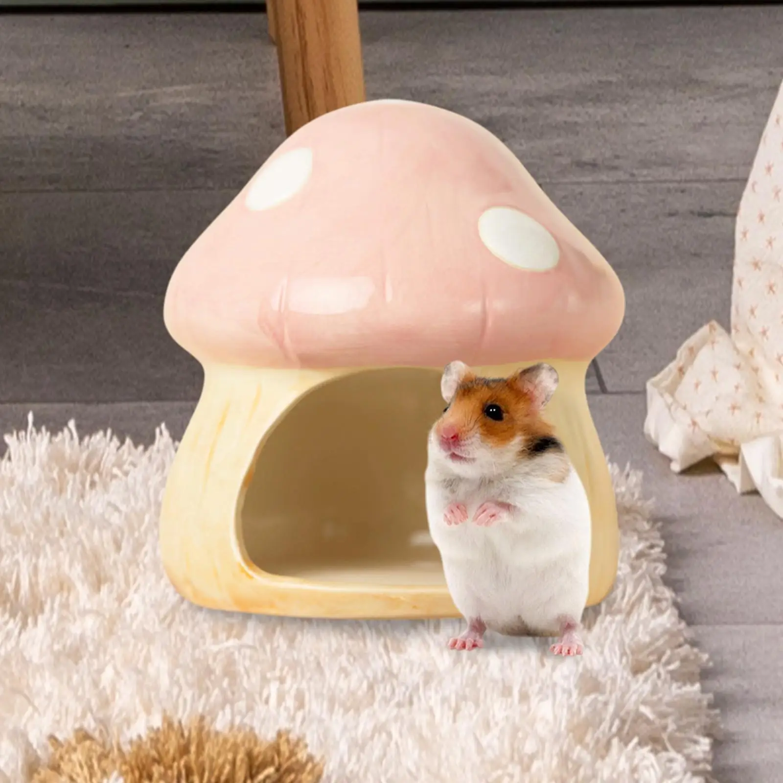 Mushroom Hamster Hideout Cute Guinea Pig House for Chinchilla Rat Guinea Pig