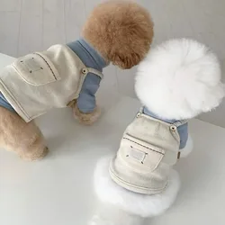 1/Pic ropa para mascotas chalecos de pana de invierno para perros pequeños y medianos ropa cálida para perros de peluche jerseys de colores sólidos