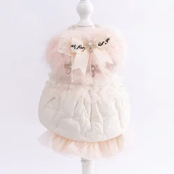 Abrigo Lolita encaje rosa para perros pequeños - Chaqueta acolchada