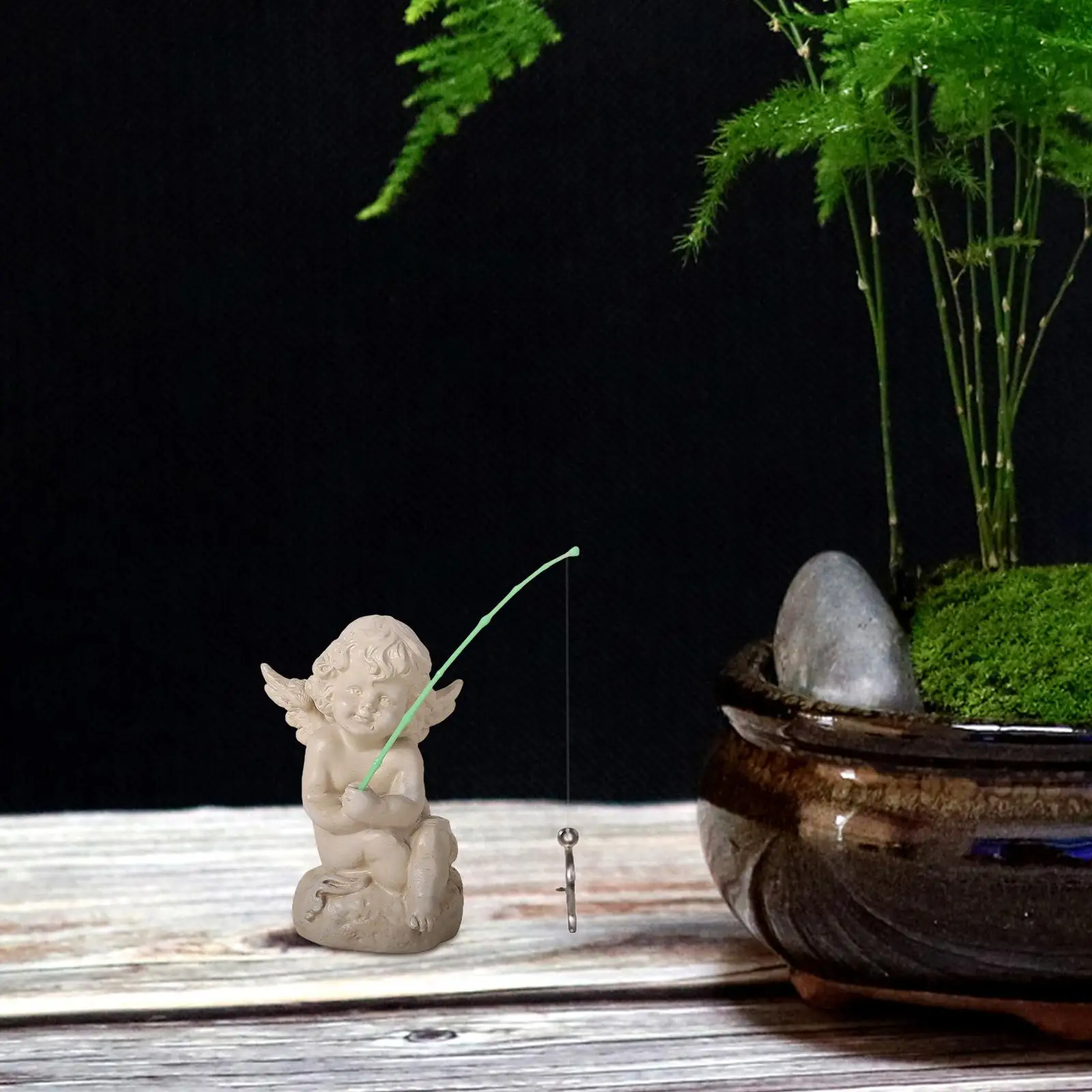 Estatuilla de Ángel de Cupido, decoración de maceta, artesanía pequeña de resina, bonito adorno de césped - imagen 2