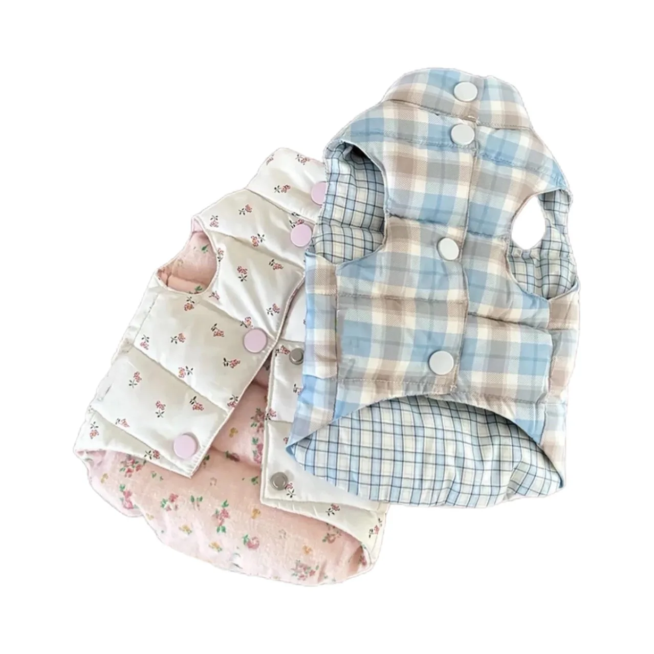 Chaleco floral a cuadros grueso otoño invierno para perros pequeños - imagen 5