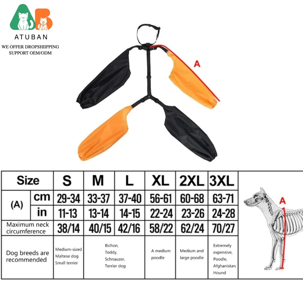 ATUBAN Mangas para Perros Fundas Impermeables para Pernas con Tirantes, para Nieve, Lluvia, Caminar al Aire Libre, Polainas Lavables con Tirantes para Perros - imagen 2