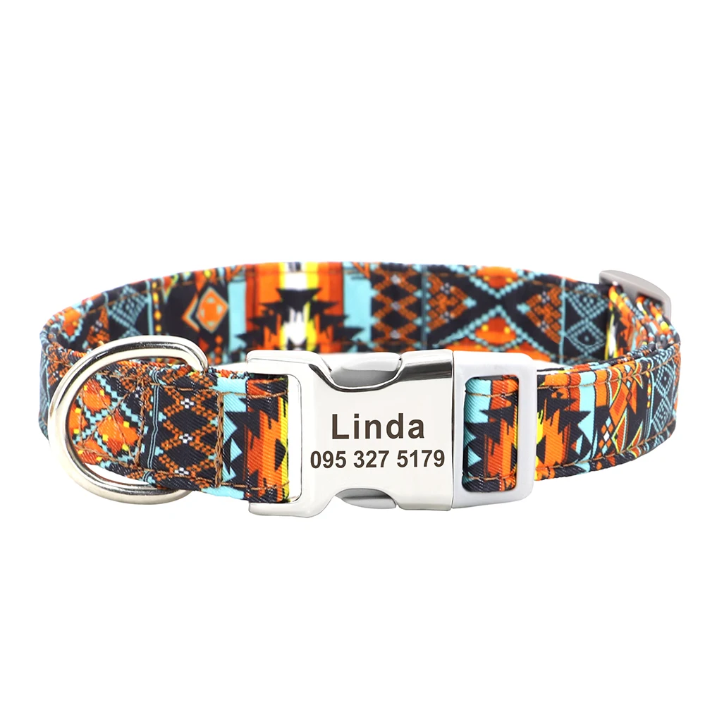 Collar de nailon personalizado para perros, collares de identificación personalizados con nombre grabado, Collar para mascotas antipérdida para perros pequeños, medianos y grandes, ajustable - imagen 3