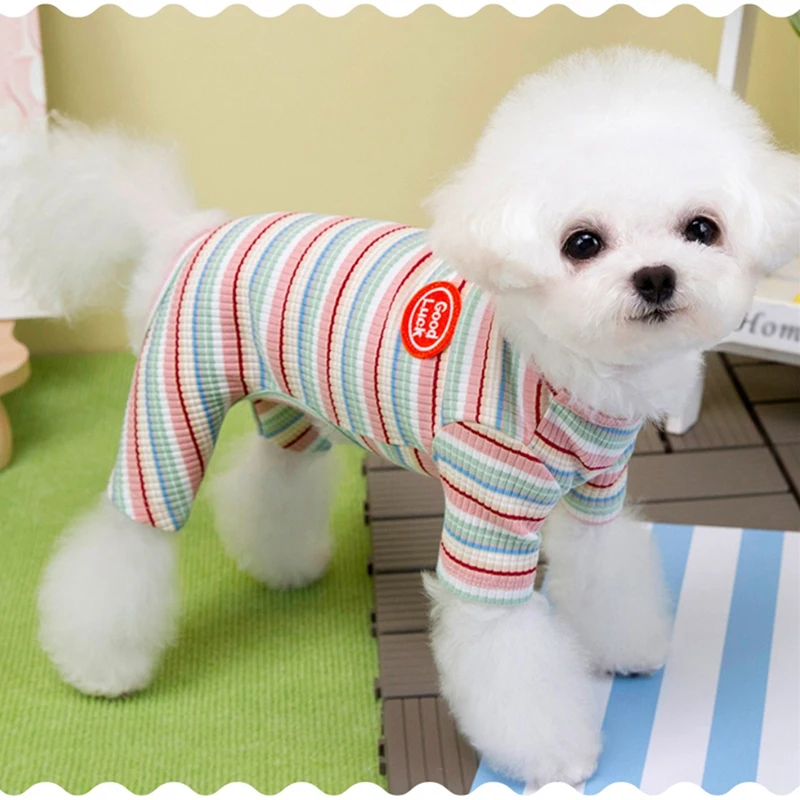 Mono con-rayas para perros pequeños y gatos – Ropa de otoño - imagen 3
