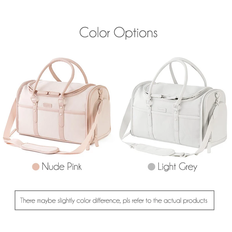 Bolsa de transporte de lujo para mascotas, bolso de viaje portátil para perros pequeños, color rosa Nude, transpirable, antiarañazos, Oxofrd, plegable - imagen 5