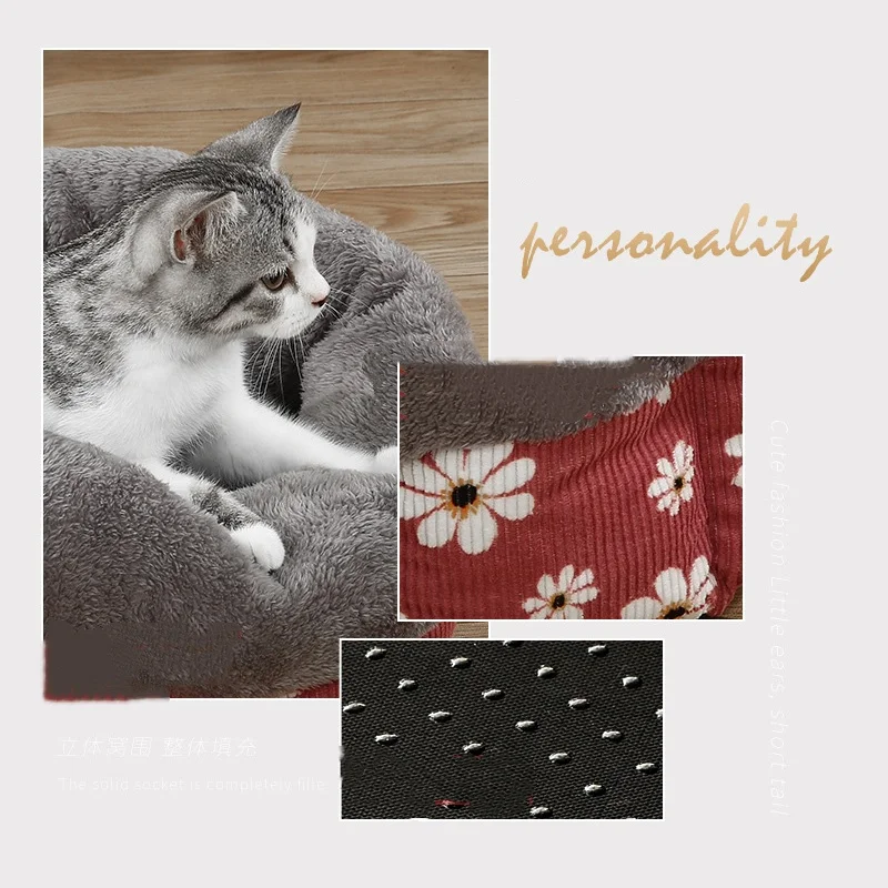 Saco de dormir de lana cálido para mascotas, cama suave semicerrada para gatos femeninos, casa de invierno para gatos Sphynx, cojín grueso para gatitos - imagen 5