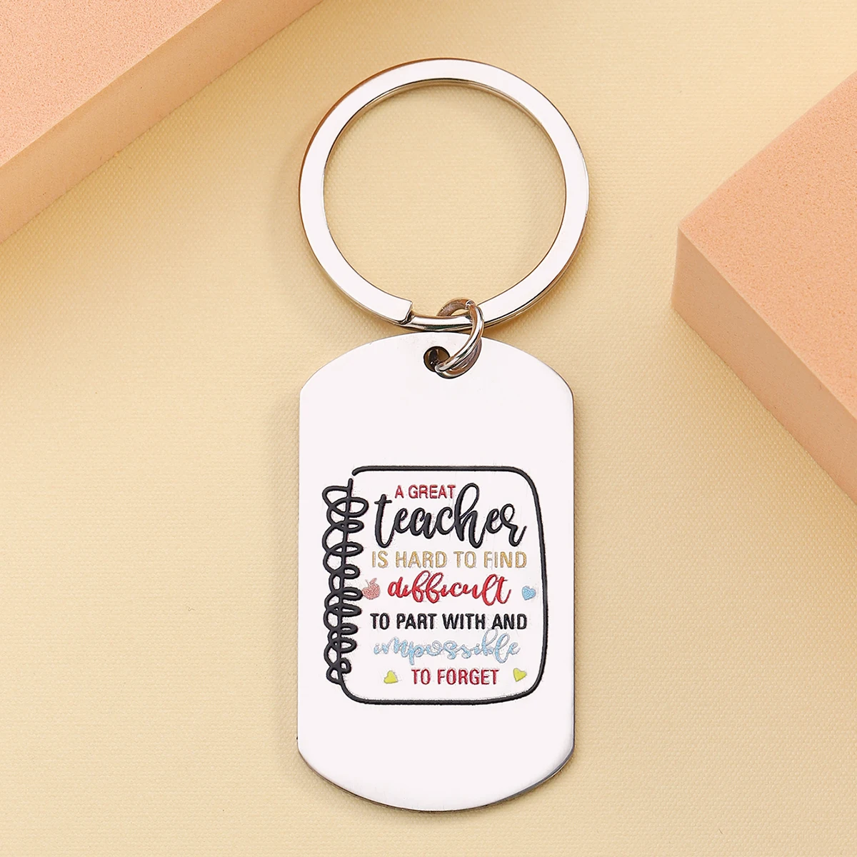 LLavero de acero inoxidable de colores, regalo diario para profesores, incluido el Día del Maestro, inicio de la temporada escolar, 1 unidad