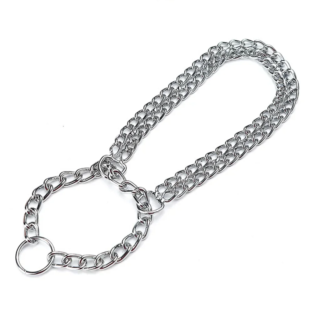 Collar de Metal Martingale para mascotas, Collar ajustable de acero inoxidable para entrenamiento, cadena de estrangulación chapada en doble eslabón para perros - imagen 2