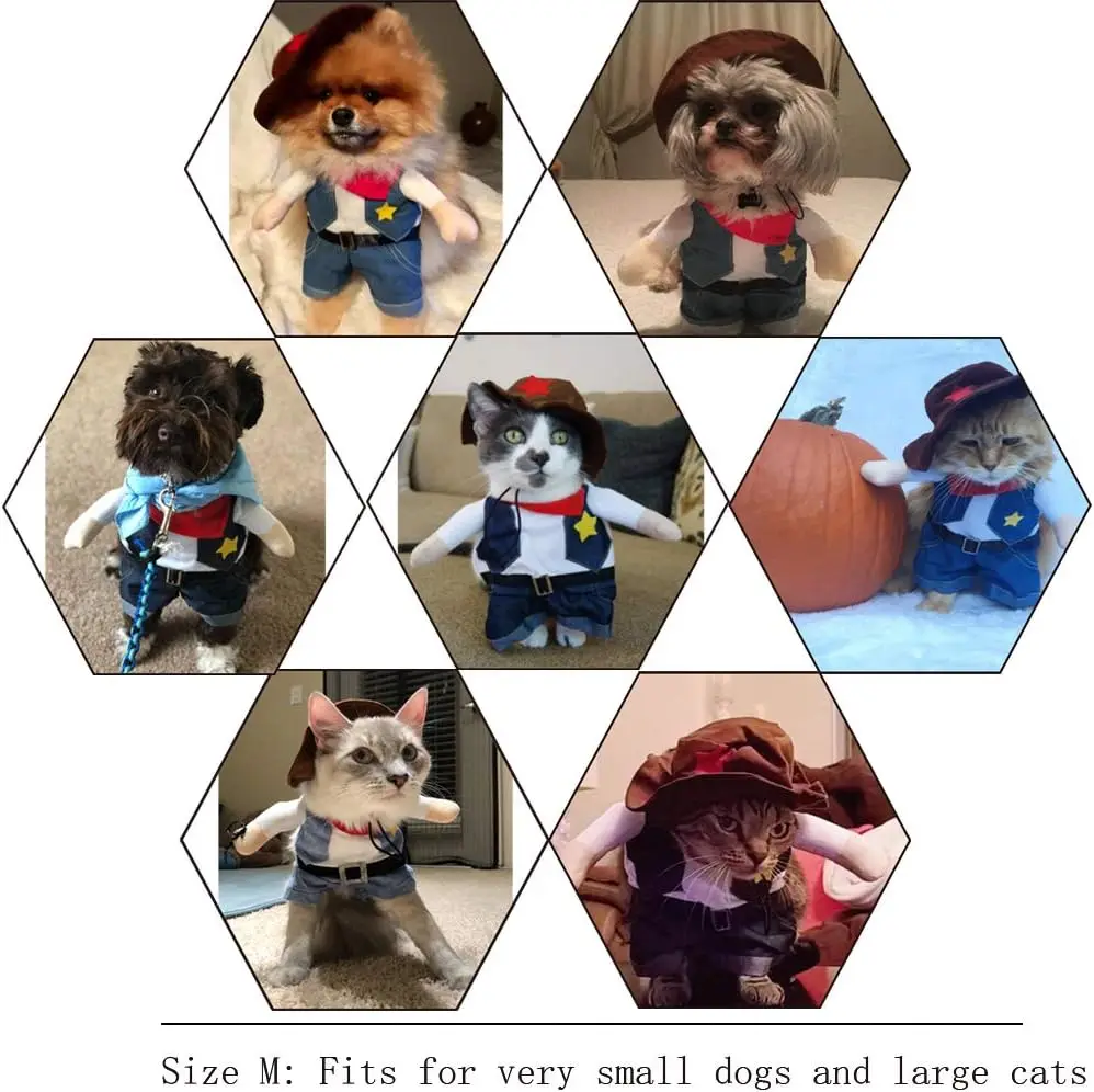 Disfraz divertido de Halloween para perro y gato, ropa de vaquero para mascotas, Disfraces para perros pequeños, accesorios de Cosplay para gatos - imagen 5