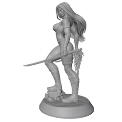 Miniatura resina guerrera con espada sin pintar para rol y colección