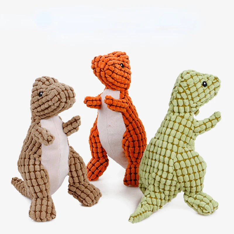 Peluches resistentes a las mordeduras para perros grandes, juguetes de Limpieza de dientes con ruido, dinosaurios