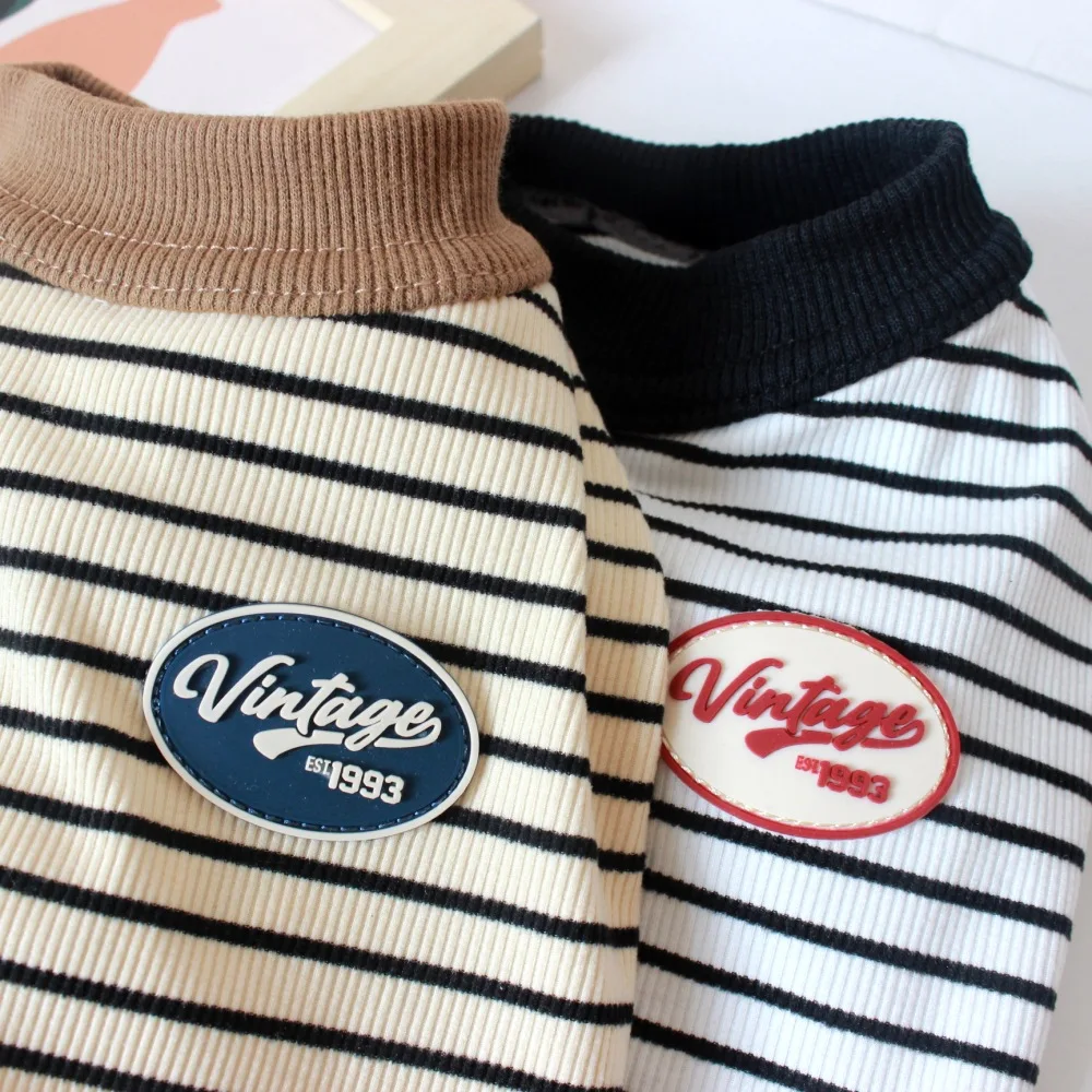 Ropa para perros de primavera y otoño, ropa a rayas para mascotas para perros pequeños y medianos, sudadera cálida para cachorros, trajes para Chihuahua y Yorkies - imagen 3