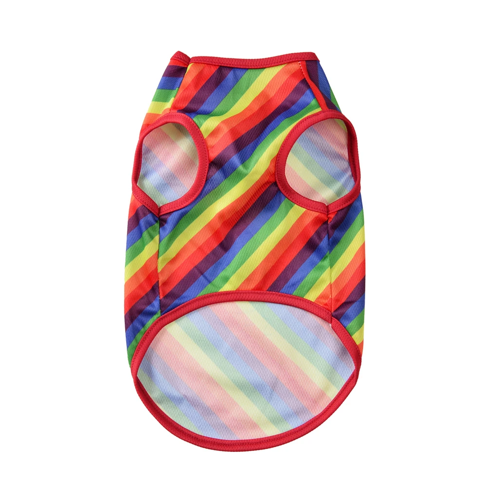 Chaleco transpirable con estampado creativo para perro, ropa para perros pequeños, medianos, gatos, arcoíris, camiseta para cachorros, trajes suaves para Chihuahua - imagen 3