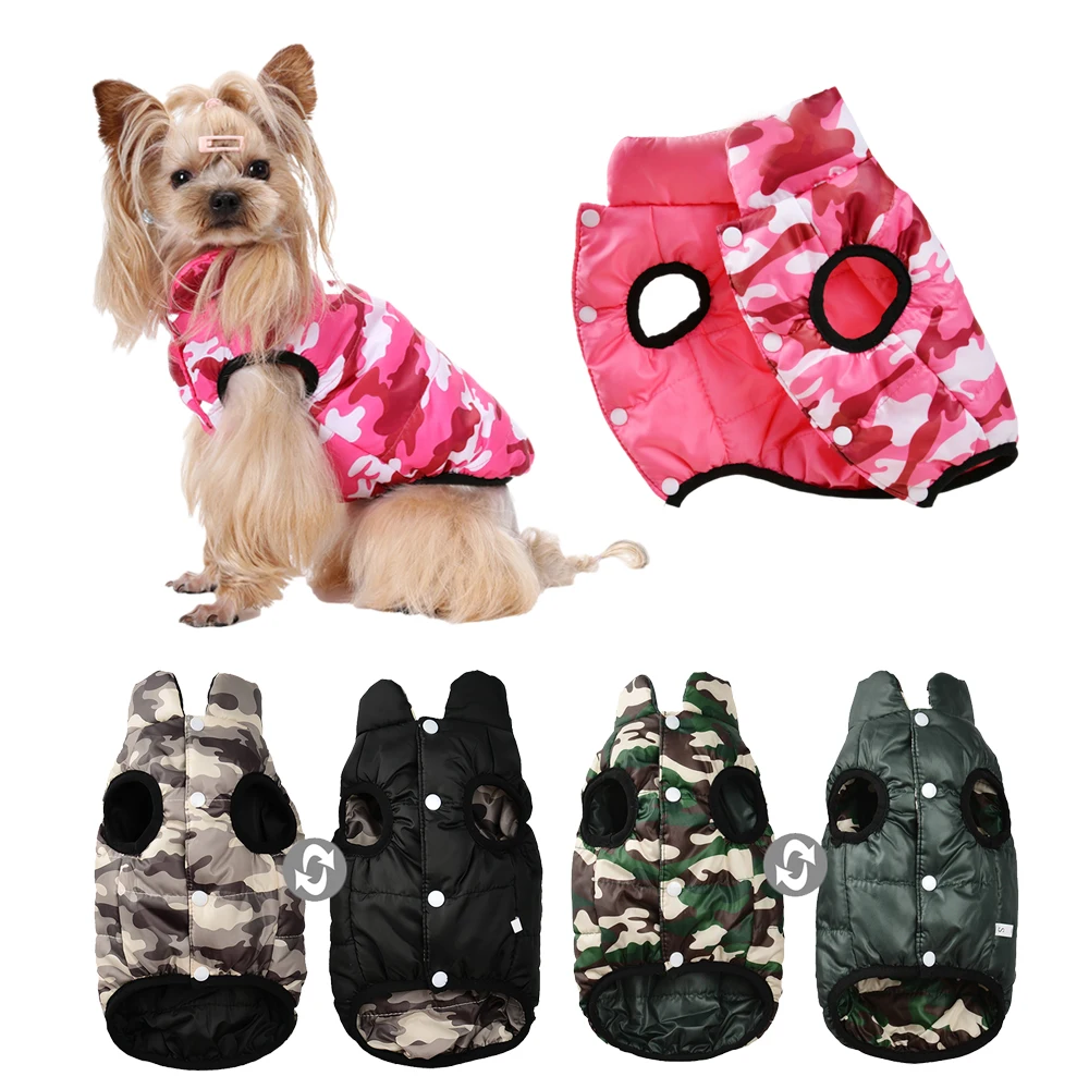 Abrigo para mascotas, ropa cálida de invierno para perros pequeños, chaqueta ligera Reversible a prueba de viento para cachorros, chaleco, disfraz de Yorkie Schnauzer