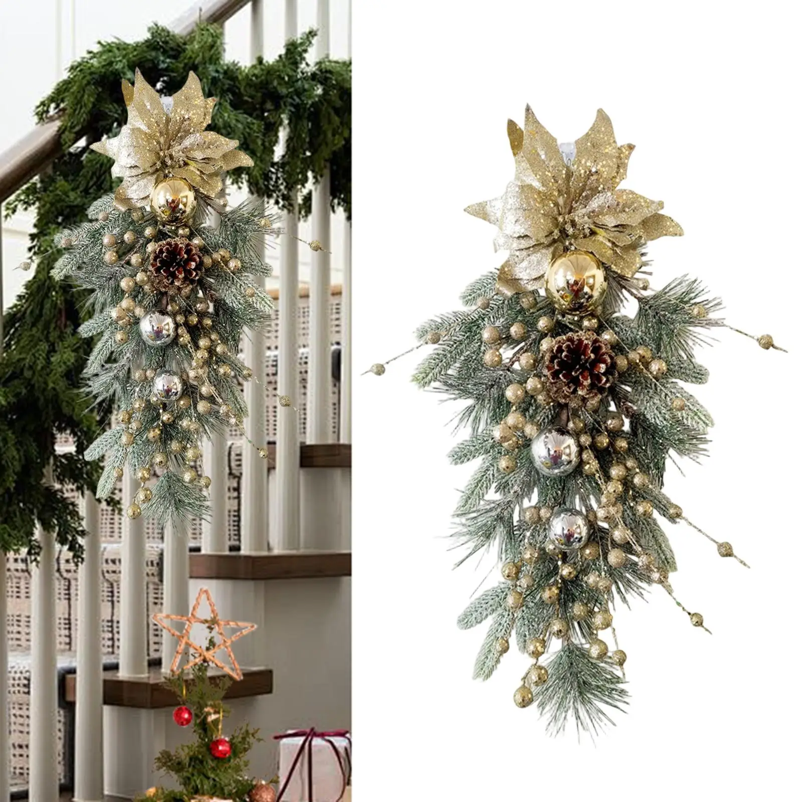 Christmas Teardrop Swag Wall Hanging Ornament, Christmas Wreath, Winter Swag,