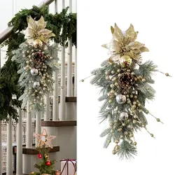 Decoracion navideno colgante de pared lagrima - Corona y botin