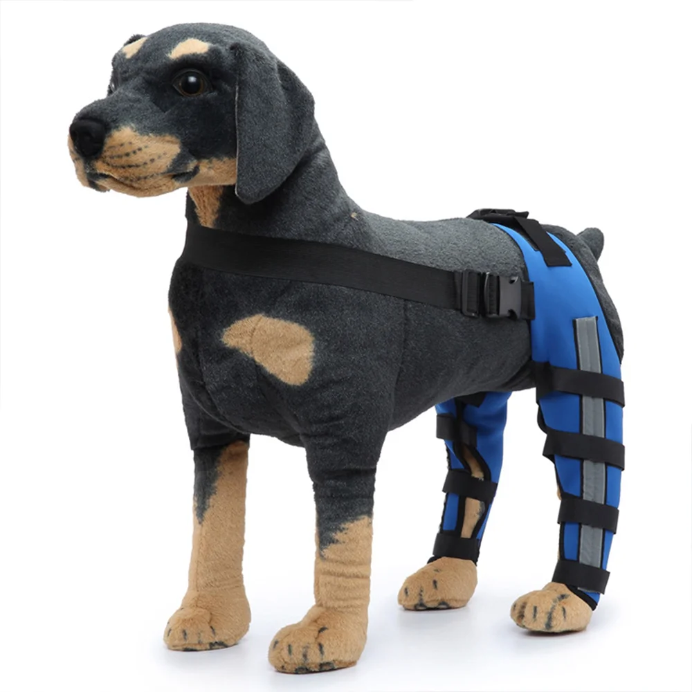 2 uds rodillera para perro para órtesis de perro pequeño mediano, rodilleras para mascotas, envoltura ajustable para piernas traseras, Protector de recuperación de lesiones, cuidado preventivo - imagen 3