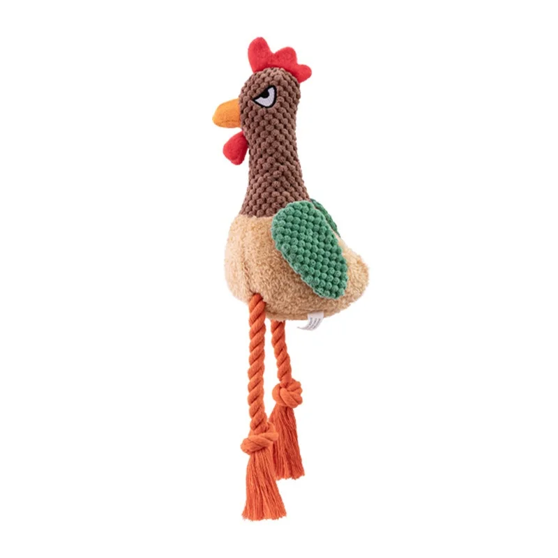 Pequeño pollo crudo de peluche, cuerda, juguetes para perros, gallo, chirrido, juguete duradero, cocinero, masticar, juguete con sonido indestructible para perros, suministros para cachorros para mascotas - imagen 4
