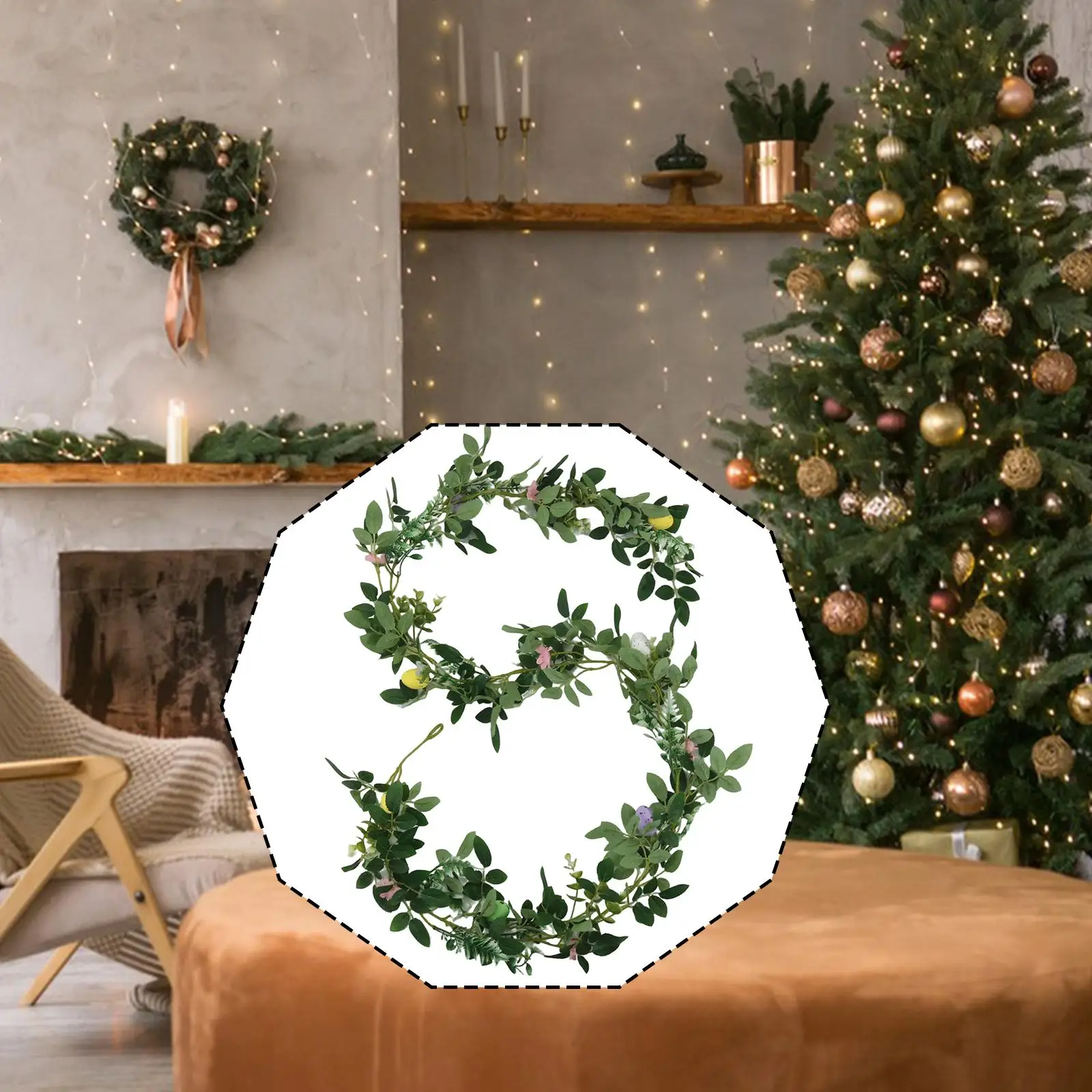 Guirnalda de enredaderas artificiales, accesorio de tacto Real, guirnalda de hojas verdes, decoración de mesa de comedor, decoración navideña para puerta exterior - imagen 4