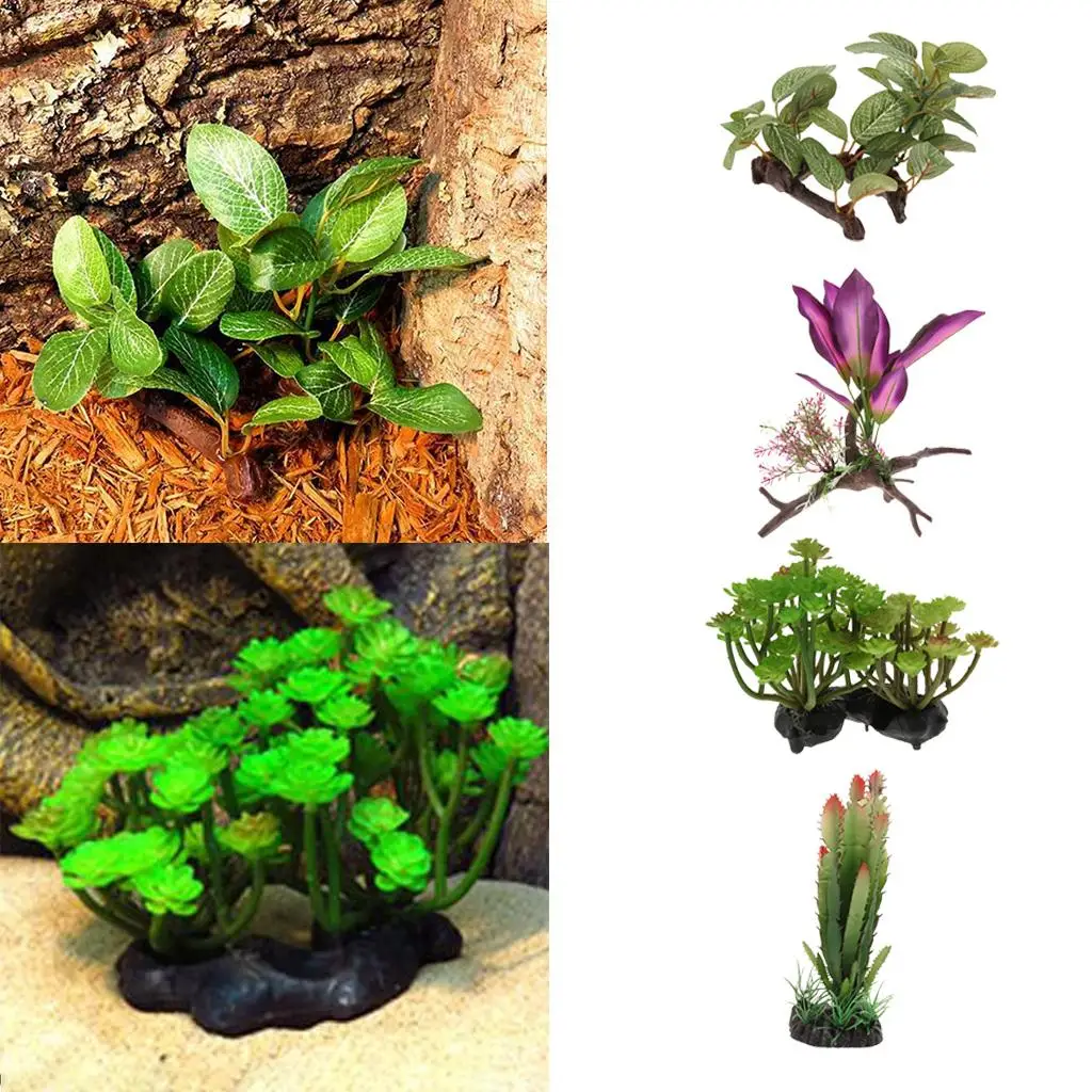 Landscaping of Resin Plants for The Aquarium Reptiles Terrarium