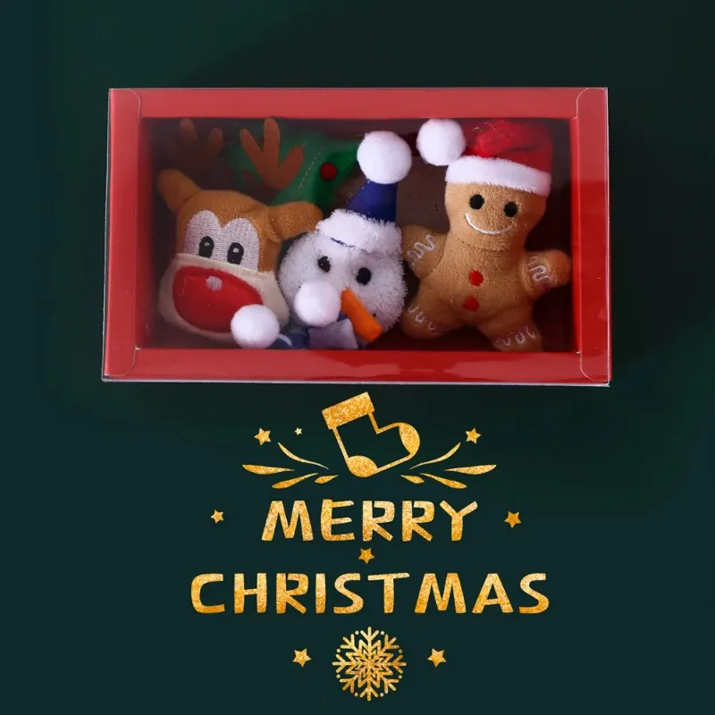 Regalo de Navidad para mascotas, juguete para gatos, caja de regalo de juguete de peluche, árbol de hombre mayor, muñeco de nieve, campana de hierba gatera integrada, accesorios para perros pequeños - imagen 2