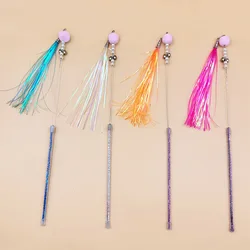 Juguete pluma para gatos: palo con bola de lana interactivo resistente