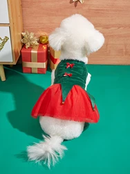 Vestido de Navidad para perros cachorros con lazo y campana