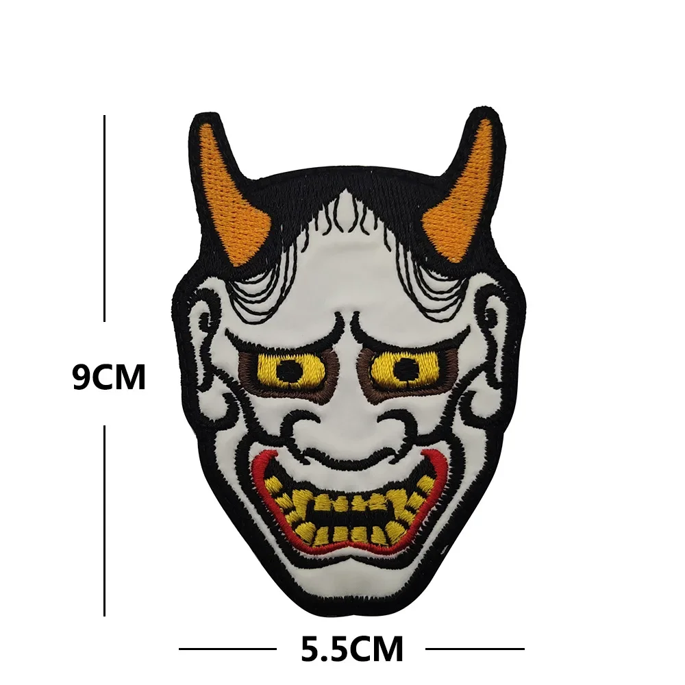 Kabuki Demon parche bordado brazalete insignia aplique adorno que brilla en la oscuridad Japón malvado parches bordados tácticos - imagen 4