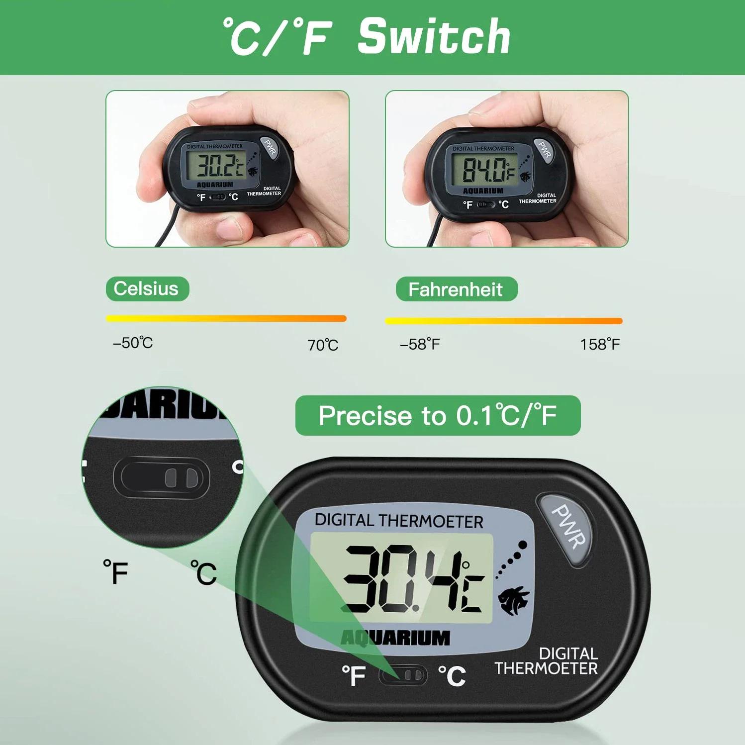 Termómetro Digital para pecera, Sensor de temperatura con ventosa, LCD, Detector de temperatura de agua para acuario, herramienta acuática, 2/4 piezas - imagen 3