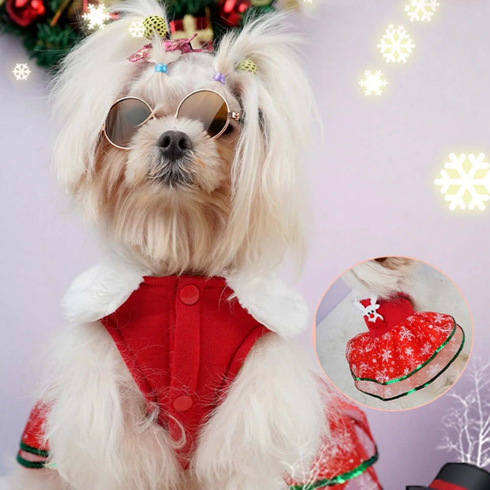 Vestidos de Navidad para perros pequeños, ropa de invierno, Cosplay de Navidad, gato, mascota, vestido de princesa de lujo, cachorro, gatito - imagen 3