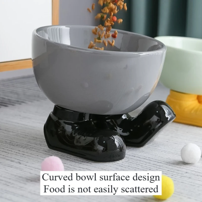 Cuenco de cerámica con patas altas para perros, cuenco portátil con protección de la columna Cervical y agua para alimentos, cuencos para beber de gran calibre, suministros para mascotas - imagen 2