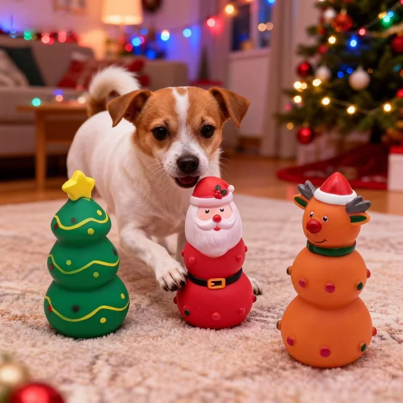 Juguete para masticar para perros duradero de Navidad, juguete interactivo para moler mascotas, para perros pequeños, medianos y grandes, regalo de Navidad - imagen 2