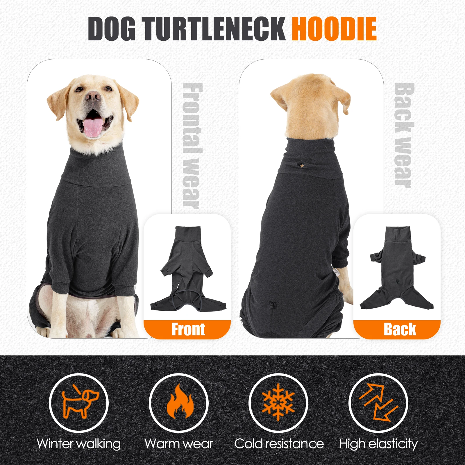 Abrigos de invierno para perros, chaquetas de cuello alto de 4 Patas, pijamas térmicos de lana de Coral para cachorros, suéteres para perros, abrigos cálidos para mascotas, ropa para gatos - imagen 5