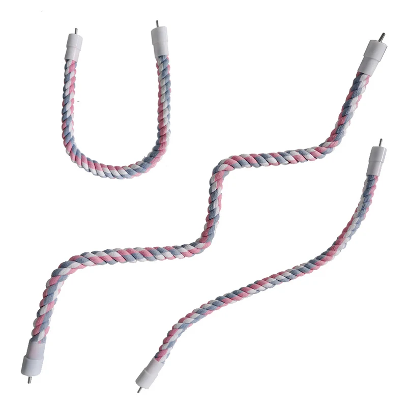 Juguete para Pájaros, Cuerda de Algodón de Colores para Loros, Juguete Elástico para Escalar, Columpio Resistente para Pájaros, Soporte para Columpio para Jaula de Mascotas - imagen 2