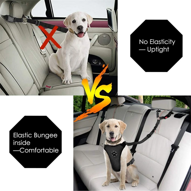 Cinturón de seguridad reflectante para mascotas, y perros pequeños accesorios de viaje para cachorros, arnés de correa, suministros para coche - imagen 5