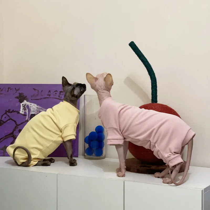 Sphynx-ropa de forro polar suave para gato, pijama cálido para mascota, mono con capucha, disfraces para esfinge - imagen 3