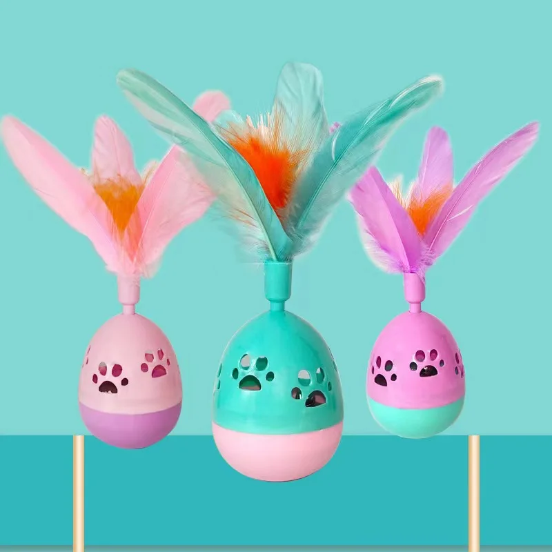 Pluma de campana roly-poly juguete de interacción para mascotas, mejora las emociones de las personas, Bola de derrame Bicolor, suministros para mascotas, juguetes para gatos, accesorios para gatos - imagen 3